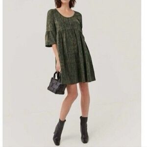 NWT PACT Organic Cotton Sustainable Green Black Flowy Dress Tunic Size XS​​​
